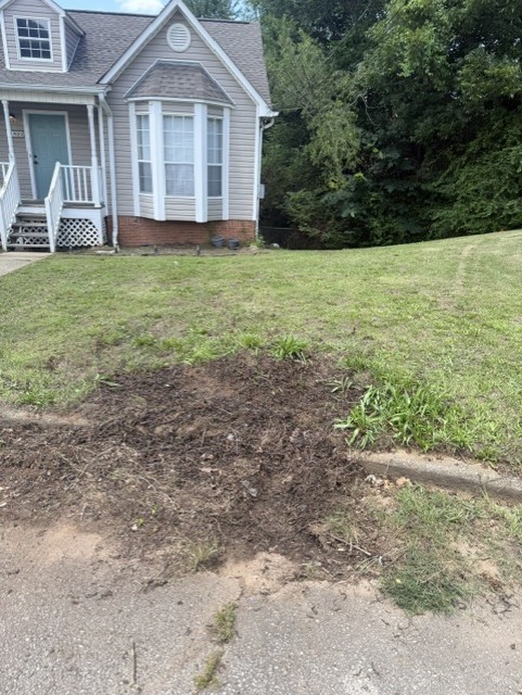 Yard after debris removal with curbside area cleared